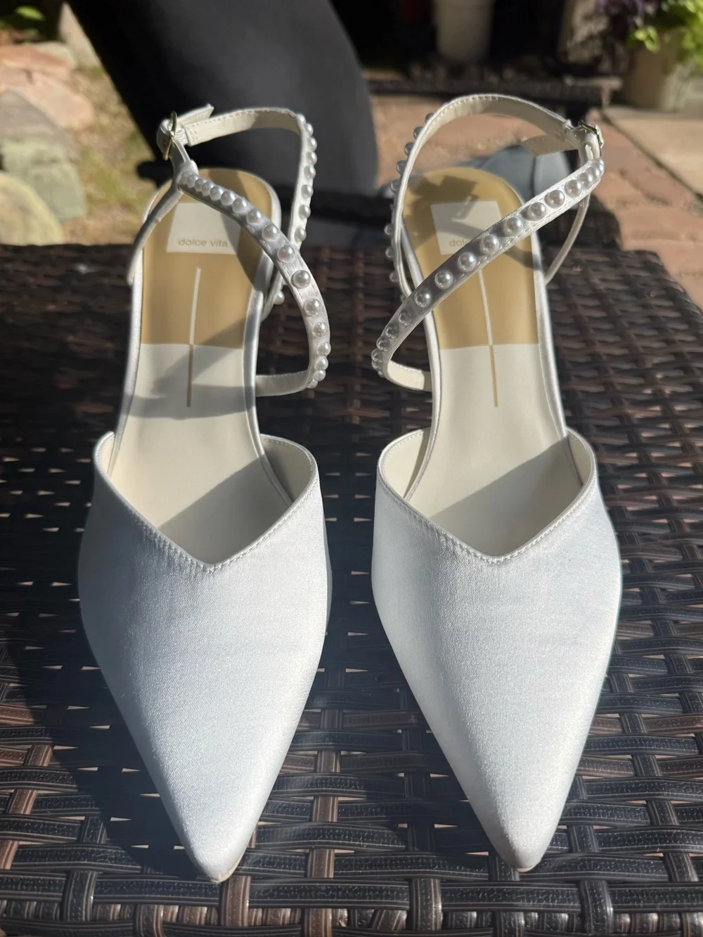 NEW🌸Dolce Vita kamra pearl heels true white satin size 11 $150 w/o box